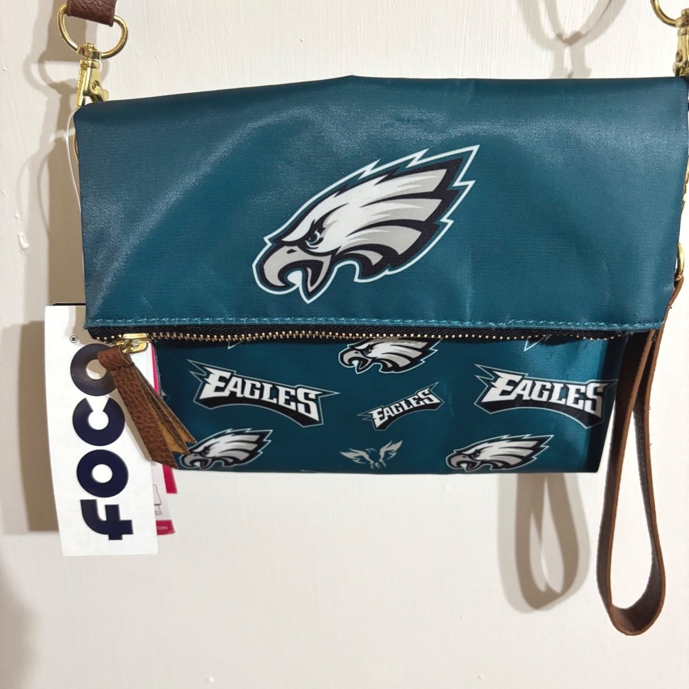 FOCO Philadelphia Eagles Tote Bag Womens OS Teal NWT Foldover Crossbody NFL Rare